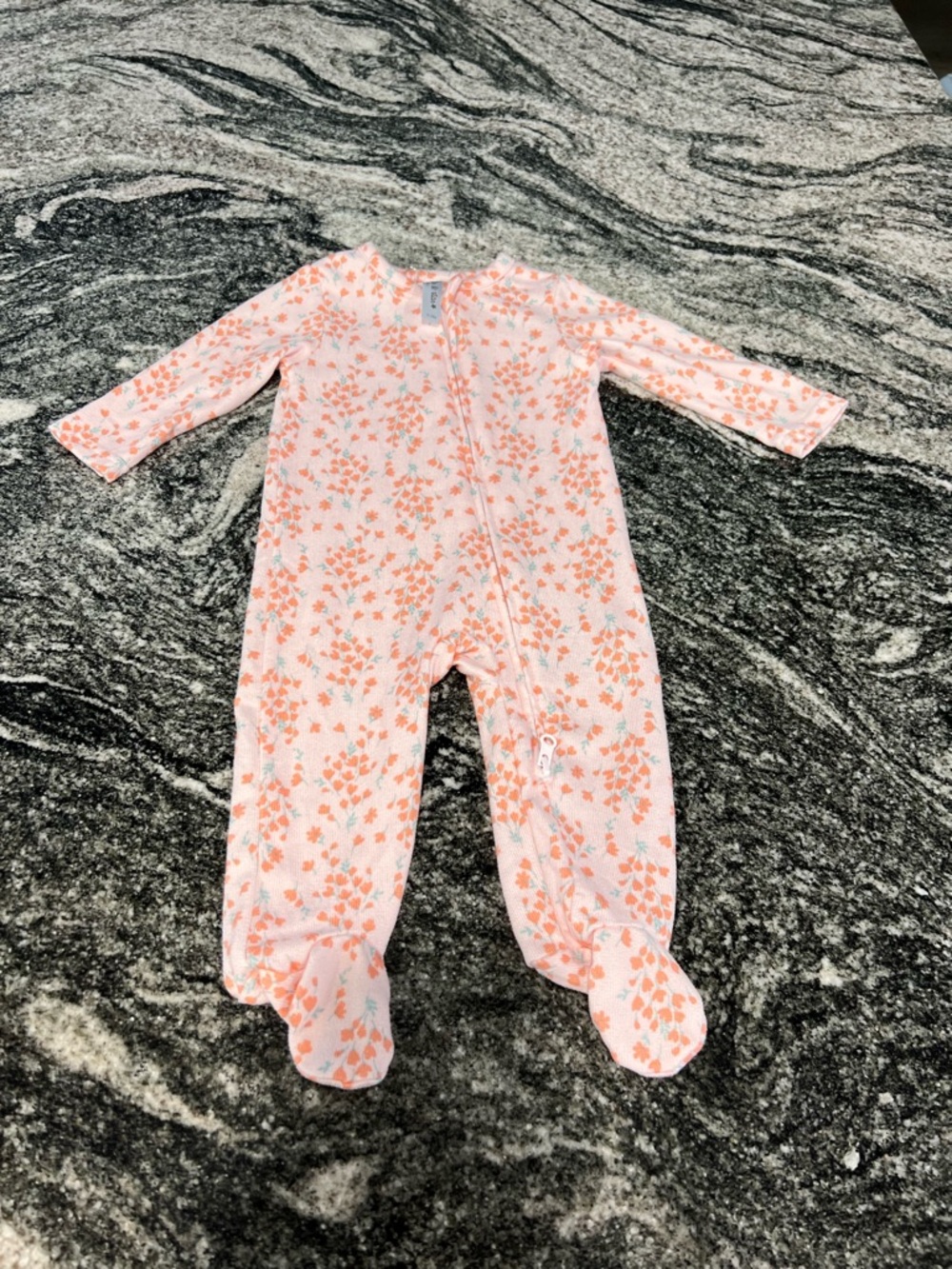 Charlotte & Star Peach Floral Footed One-Piece